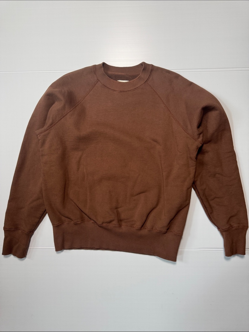 AIMÉ LEON DORE Chocolate Brown Crewneck Sweatshirt Raglan Sleeve French Terry S